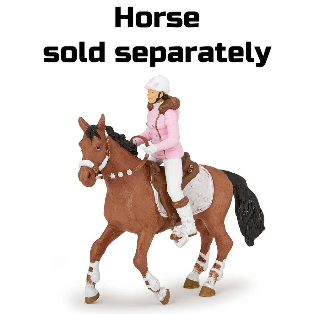 Winter Riding‎ Girl Figurine - Hand Painted Horse Rider Toy Figure - Papo 52011